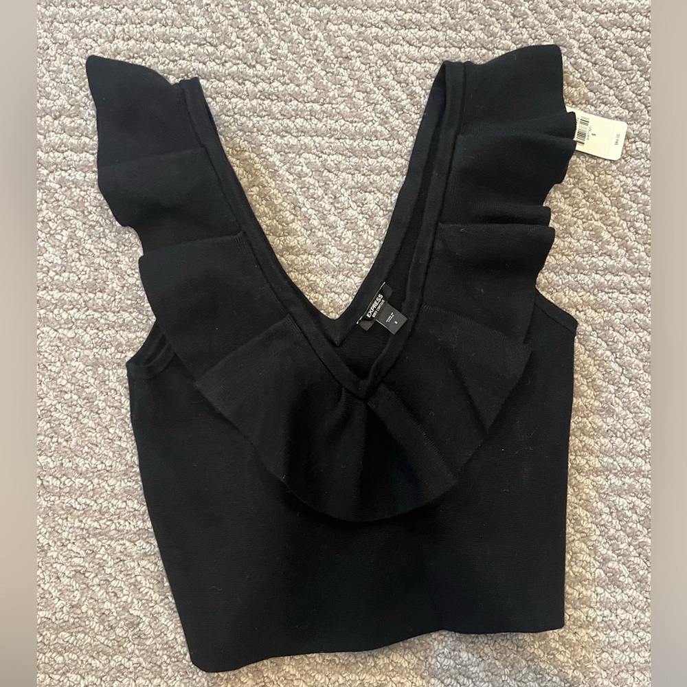 Express brand new crop top with ruffle neckline
